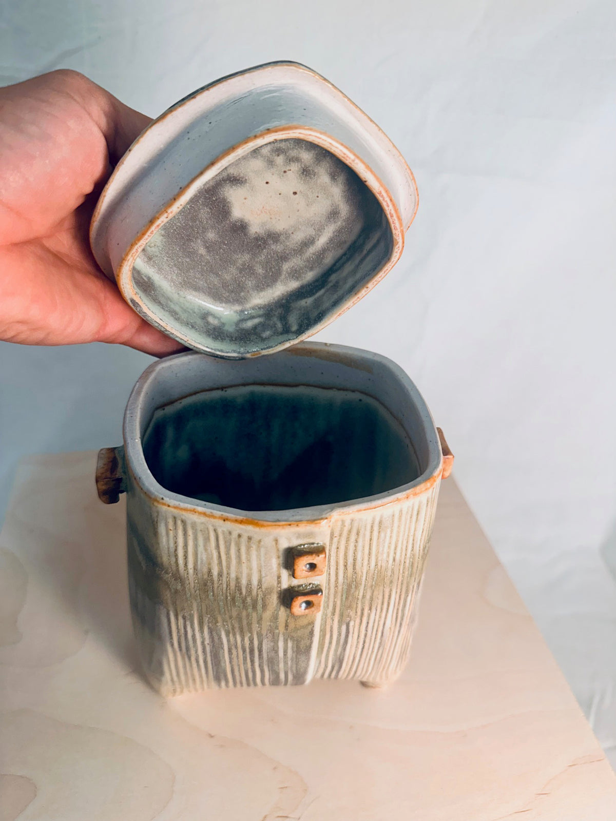 Lidded Vessel with Vertical Texture
