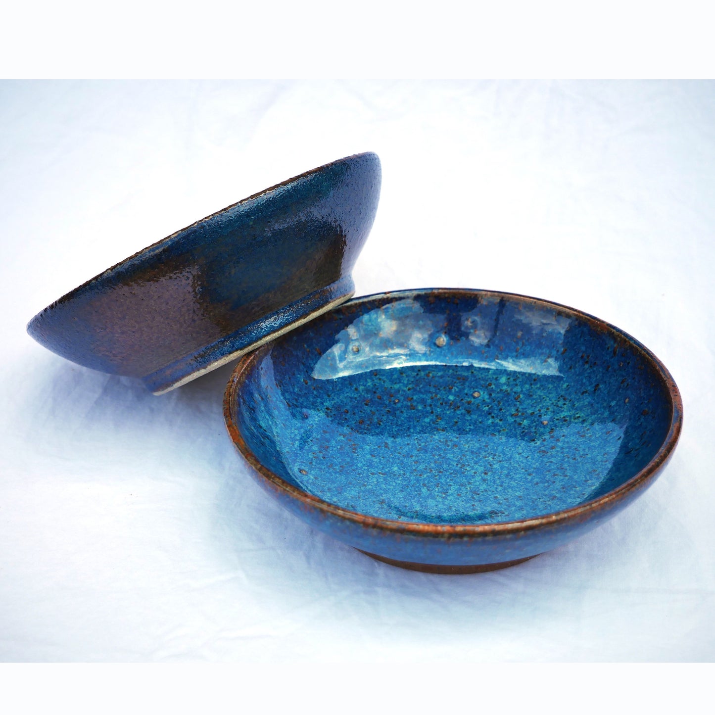 Shallow Stoneware Bowl - Cobalt Blue