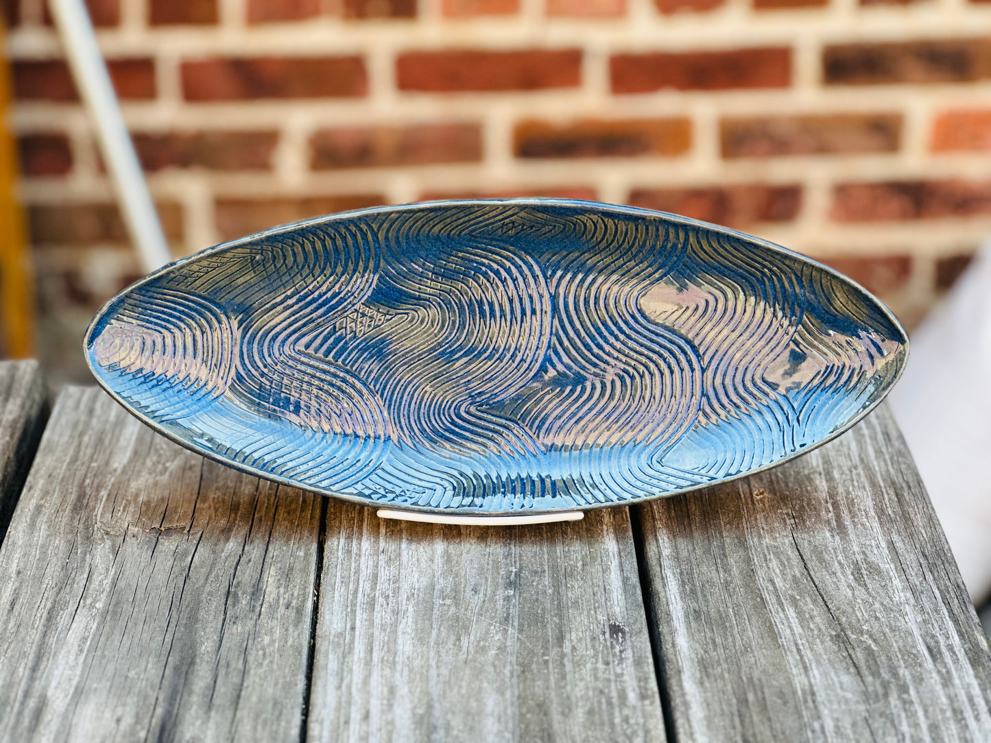Textured Platter in Storm Blue - Medium