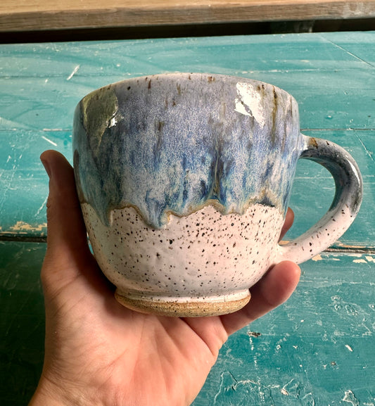 Speckled Mug in Eggshell and Flowing Blue Glazes
