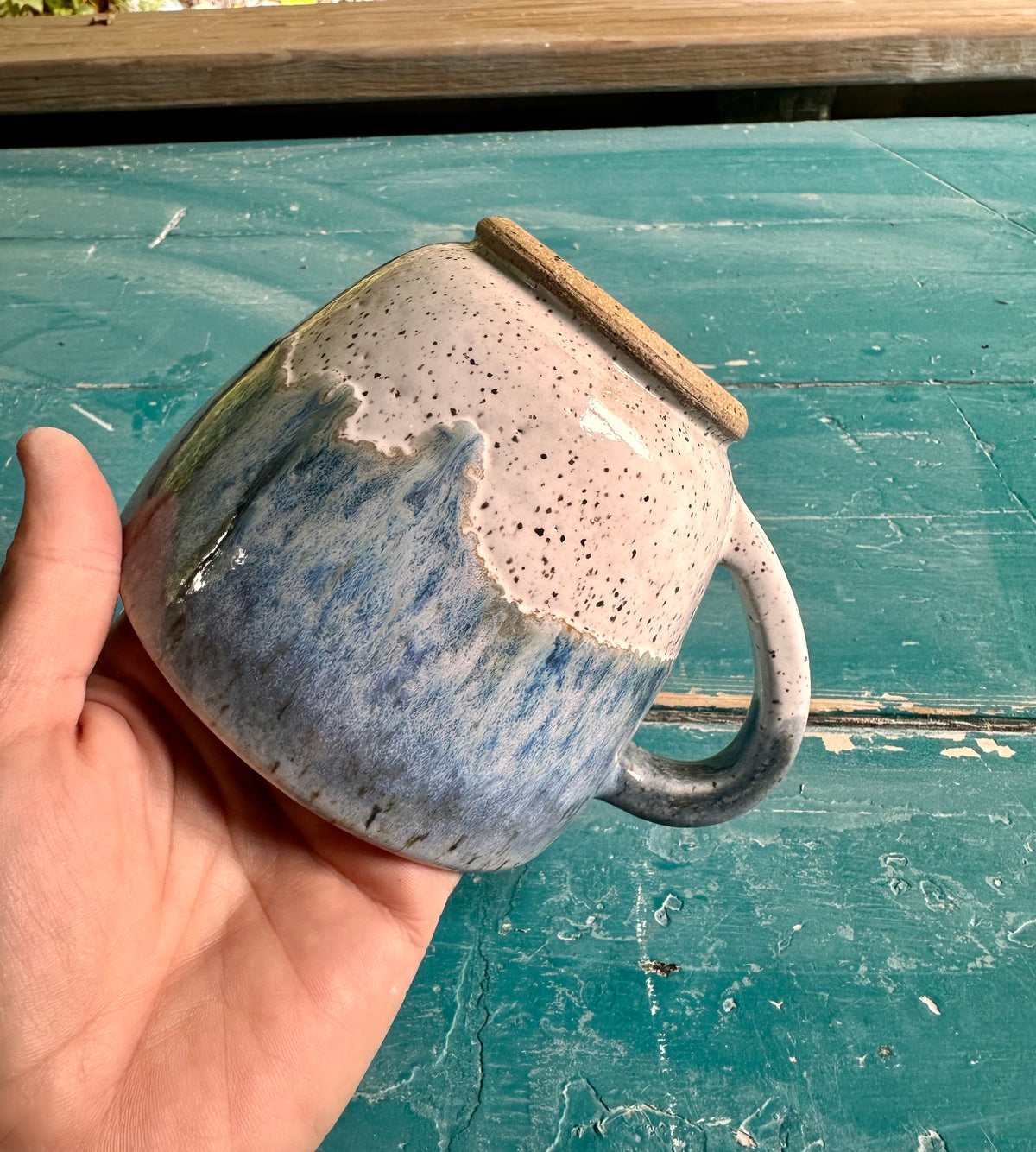 Speckled Mug in Eggshell and Flowing Blue Glazes